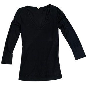J.Crew 3/4 Sleeve V-Neck Black Top, Size XS